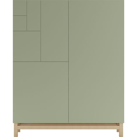 Zapatero modelo Volda 515, roble con puertas verde. (1/3)