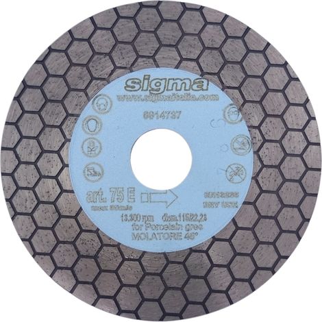 Disco diamantato d 115 a lunga durata per taglio e molatura SIGMA 075e