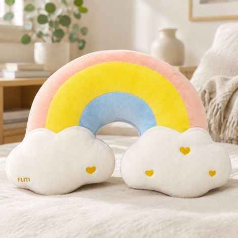 FLITI Oreiller Arc-en-ciel en Peluche Super Douce, Coussin Décoratif Mignon pour Canapé et Chambre d'Enfant, Cadeau Parfait (1/5)
