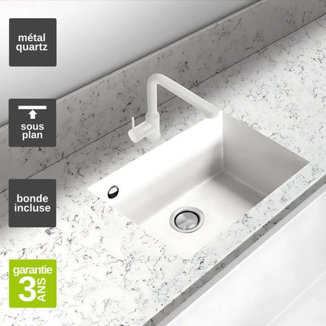 Évier sous-plan 1 Cuve 69x40x20cm R5mm - Quartz Blanc -  Quadra BE FRÉCAN (1/4)