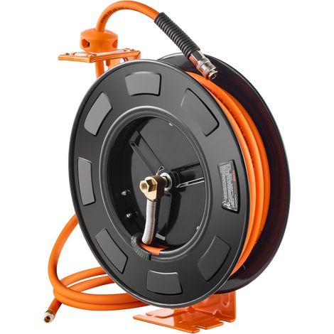 Enrouleur de tuyau d'air rétractable 3/8 pouce x 65 pieds, max 300PSI, avec tuyau de compresseur et montage mural pour garage (1/5)