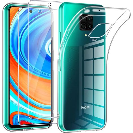Coque pour Xiaomi Redmi Note 9S/9 Pro/9 Pro Max avec 2 Pièces Protection Écran en Verre Trempé,Transparente Silicone en Gel TPU Souple pour Redmi Note 9 Pro Couqe,Antichoc Anti-Jaune Bumper (1/5)