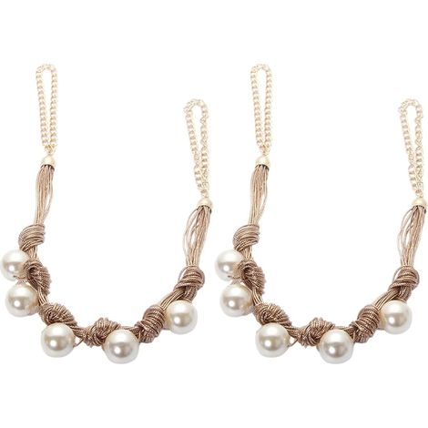 Paire de sangles de fixation de rideaux avec anneaux et perles d'imitation pour crochets (1/4)