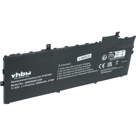 vhbw Akku kompatibel mit Lenovo Thinkpad X1 Carbon G6 2018, 2018, 2017 Notebook (4950 mAh, 11,52 V, Li-Polymer) (1/5)
