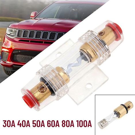 1 Porte-fusible Agu En Ligne Plaqu Or Et 1 Fusibles Agu En Verre Plaqu Or 60a Pour La Protection De Scurit De L'alimentation Audio Automobile (1/4)