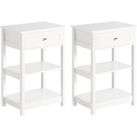 Set de 2 Mesas auxiliares con 1 cajón, Consola,mesita de Noche para salón Comedor, teléfono o lampara FBT46-WX2 SoBuy ES