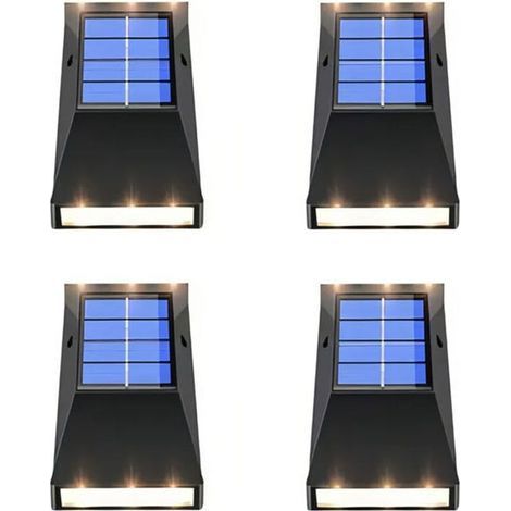 4 Solar-Wandleuchten, warmweißes Gartenlicht, wasserdicht, kaltweißes Licht, hohe Qualität (1/5)
