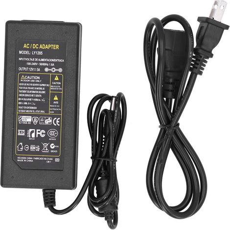 Adaptateur Secteur 5A 100‑240V AC vers 12V DC pour Ruban LED, Caméra, TV avec Fiche US (1/5)