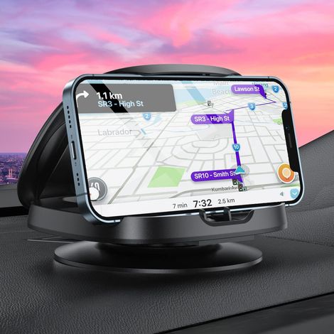 Support de téléphone pour voiture - 360° rotatif, support à adhésif pour tableau de bord, compatible avec iPhone 16/15/14/13/12 Pro Max/12/XS/XR/8 et Samsung Galaxy (1/5)