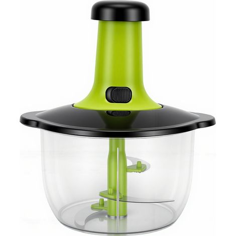 Robot culinaire manuel hachoir à légumes presse à main polyvalente capacité de 1,5 L préparation sans effort pour fruits légumes ail noix vert (1/5)