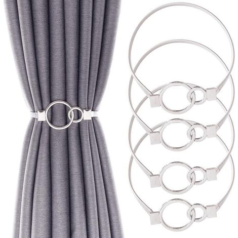 Set di 4 passanti per tende in lega di alluminio, modello con passanti, stile semplice e moderno, decorazione fissa (anello argentato) (1/5)