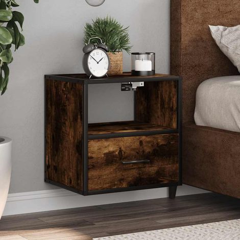 Mesitas de noche pared 2 uds color roble ahumado 40x31x39,5 cm vidaXL (1/5)