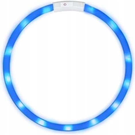 Collar LED para perros, azul, ajustable, talla universal, luminoso, USB (1/5)