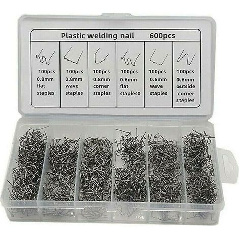 Staples À Souder Pour Plastique - Diamètre 0,6 mm Et 0,8 mm - Pour Réparation De Pare-Chocs Et Pare-Pluie - 600 Pièces (1/4)