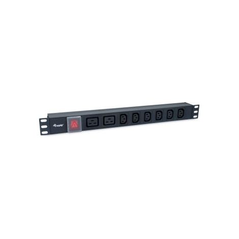REGLETA ALIMENTACION ALUMINIO RACK 19 1U 6 TOMAS IEC C13 + 2 TOMAS IEC C19 CON INTERRUPTOR