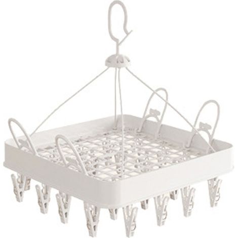 Étendoir à chaussettes créatif, étendoir à vêtements bébé multi-pinces, étendoir de balcon, étendoir à sous-vêtements, carré - blanc (1/5)