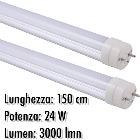 TrAdE Shop Traesio - Tubo Neon A Led T8 24 W Watt 3000 Lmn Con Copertura Opaca Da 150 Cm Luce Bianca - -Bianco Naturale      -