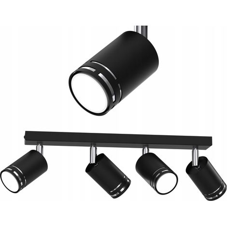 Deckenleuchte, schwarz verchromt, beweglicher LED-GU10-Spot, polnische Lampe (1/5)