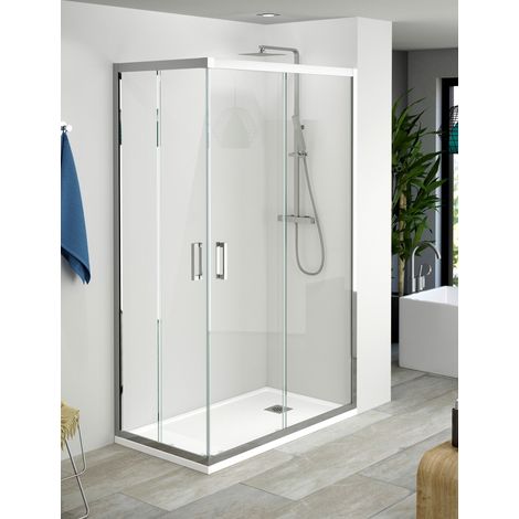 Mampara de Ducha Angular - 2 Hojas Fijas + 2 Puertas Correderas - Modelo Giulia Q4 (80 x 120)