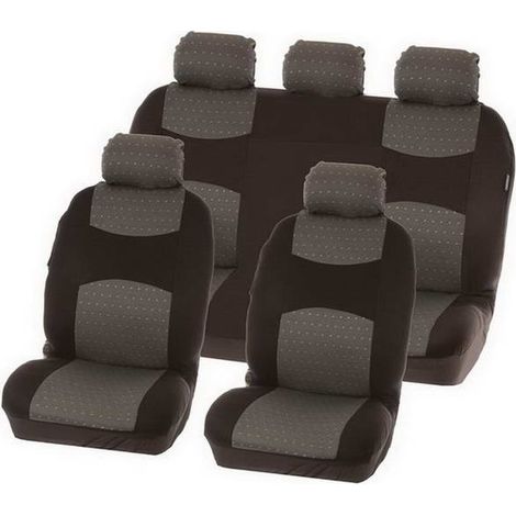 Couvre-sieges 9 pieces Chicago gris compatible airbag avec arriere fractionnable