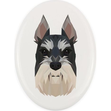 Schnauzer, Schnauzer I - piatto geometrico con foto e iscrizione di Art-Dog (1/4)