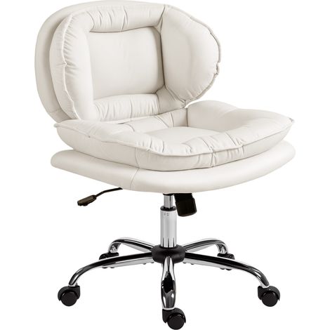 Chaise de bureau à piètement croisé, assise large, roulettes, hauteur réglable, double rembourrage, fonction inclinable, grise (1/5)