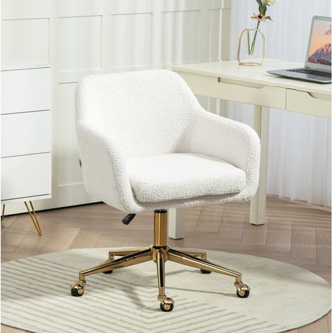 Stuhl Sessel Drehstuhl höhenverstellbar Cremeweiß OKMYHOME (1/4)