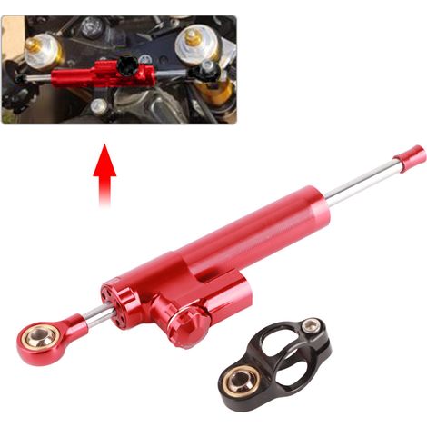 Amortisseur de direction en alliage d'aluminium pour moto universel, contrôle de sécurité et stabilisation (Rouge) (1/5)
