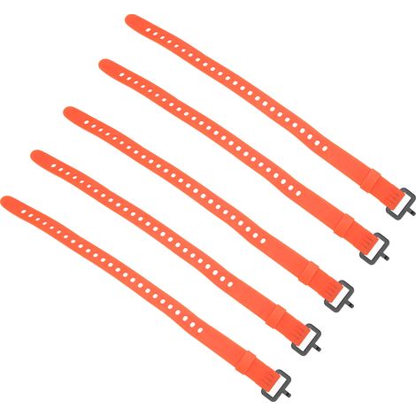 5 Pièces Collier de Serrage Réutilisable en Caoutchouc, Sangle de Rangement pour Câbles avec Anneau Métallique Orange