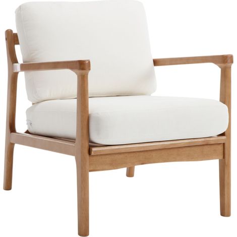 Wahson Sillón en Tejido Acolchada Ocasional Rústico Lounge Silla con Estructura de Madera para el Dormitorio Salón Balcón, Beige (1/5)