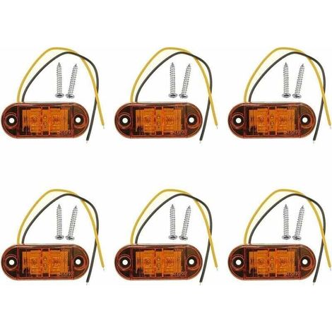 6 x feux de position latéraux à LED orange 12V 24V, feux de position avant, feux de position latéraux, feux de position latéraux à LED pour voiture, remorque, camping-car, caravane, moto, moteur, etc. (1/4)