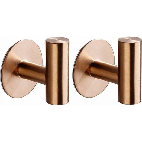 Set di 2 ganci adesivi da parete per bagno, cucina e asciugamani, ganci per quadri senza foratura, in acciaio inossidabile, colore oro rosa. (1/5)