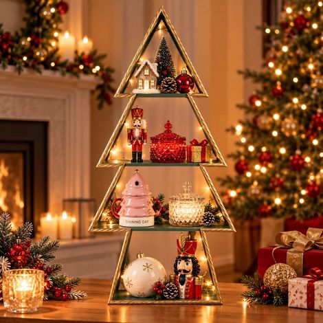 ARPIMEX Display Albero di Natale 90 x 38 x 104 Cm Metallo Grigio Oro (1/2)
