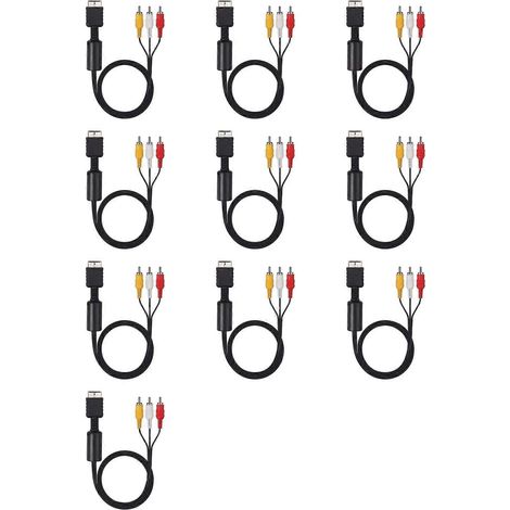 10X pour PS3, PS2 et PS1 : répartiteur audio/vidéo RCA, rallonge pour console de jeux vers moniteur/TV, adaptateur convertisseur RCA (1/5)