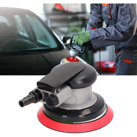 Pneumatische Schleif-/Schleifmaschine YC-2551, 5-Zoll-Autowachs-/Poliermaschine, plus 5 Blatt 180 mattes rotes Schleifpapier. (1/5)