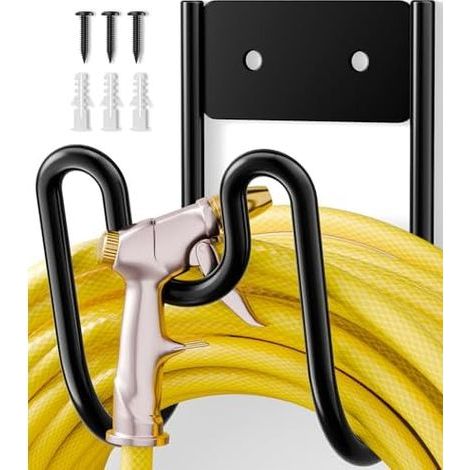 Support mural pour tuyau d’arrosage – Porte-tuyau robuste tuyaux d’eau, rallonges électriques et d’aspirateur, 1 pièce - (1/5)