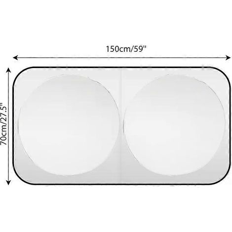 Pare-soleil double cercle pliable anti-UV pour pare-brise de voiture, en tissu argenté, accessoire extérieur de voiture, 150 x 70 cm (1/5)