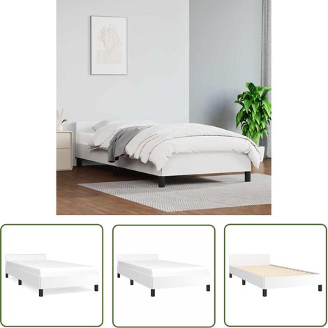 The Living Store Cadre de lit avec tête de lit sans matelas blanc 80x200 cm - Cadre De Lit - Lit Double - Literie - Meuble Chambre - Tête De Lit (1/5)