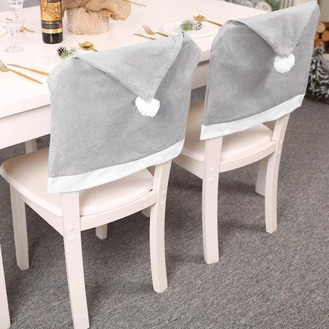 Lot de 2 housses de chaise grises décoratives de Noël, housse de tabouret non tissée, housse de chaise de Noël (1/5)