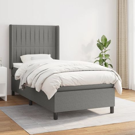Boxspringbett mit Matratze Dunkelgrau 90x190 cm Stoff (1/5)