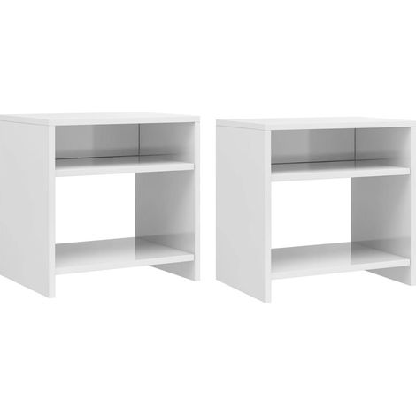 Table de chevet Blanc brillant 40 x 30x40 - Lot de 2 (1/5)