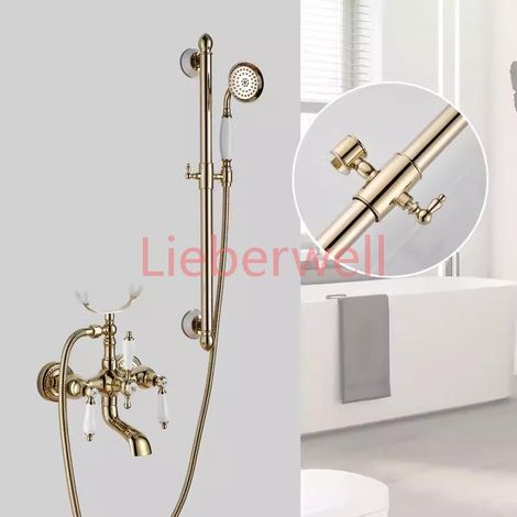 Ensemble de douche en céramique vintage en laiton européen, chaud et froid, or domestique, tige de levage d'appoint, SWC15153 (1/5)