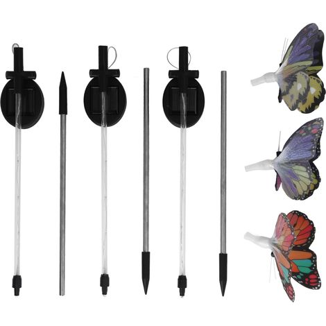 Ortviai Lampe solaire à fibre optique en forme de papillon pour extérieur – 3 pièces, cuivre et acier inoxydable, avec batterie intégrée (1/5)