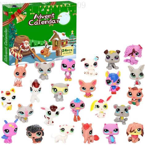 Adventskalender mit Countdown, kleine Haustierpuppen in einer Box, Tierhandlungsfiguren, Weihnachtskalender, lustige Cartoonfiguren (1/4)