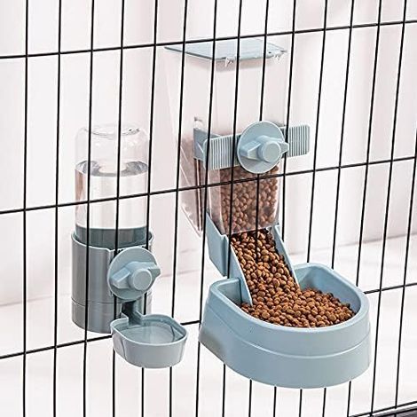 Mangeoire à Eau pour Lapin, Distributeur d'eau Suspendu pour Cage pour Animaux de Compagnie, Bol de Bouteille d'eau Automatique Suspendu pour Petit Animal pour Chat Lapin (Blue) (1/5)