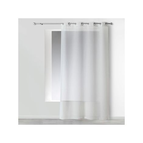 Panneau a oeillets 140 x 240 cm voile sable top pompons poupette Blanc (1/3)
