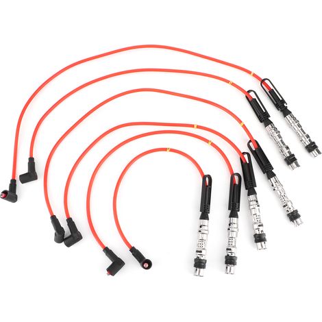 6Pièces Fil Allumage Bougie Câble 1J0998031 Compatible Corrado VR6 2.8 2.9 avec Tige de Traction (1/5)