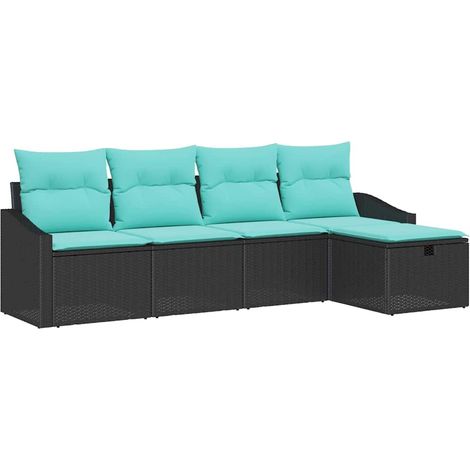 Sofa Set mit Kissen mit Speicher Schwarz Poly-Rattan vidaXL