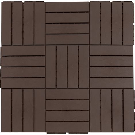 Piastrelle da terrazza 30 x 30 cm, 9 pezzi, in polipropilene riciclato, marrone (1/5)