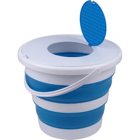 Seau pliable multifonction avec couvercle, récipient compact facile à transporter et ranger, idéal pour camping, extérieur, salle de bain et activités quotidiennes (1/3)